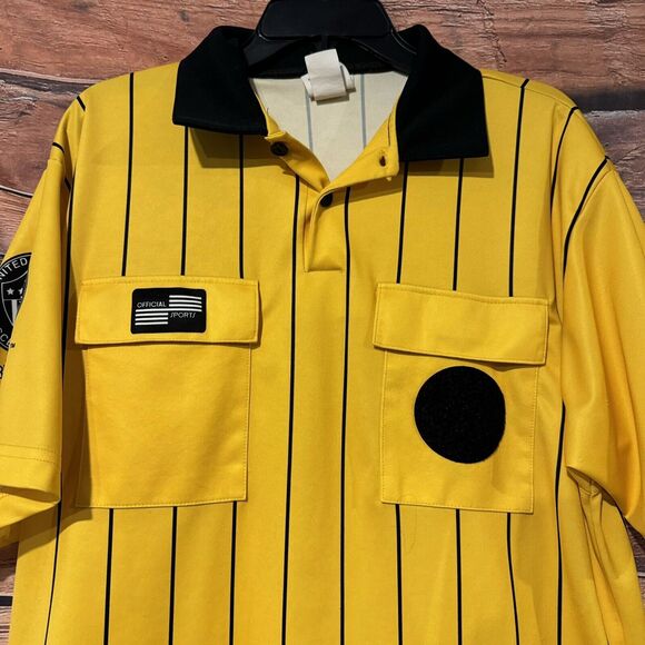 USA Soccer Federation Referee Jersey Medium Yellow / Black Official Sports - Picture 2 of 7
